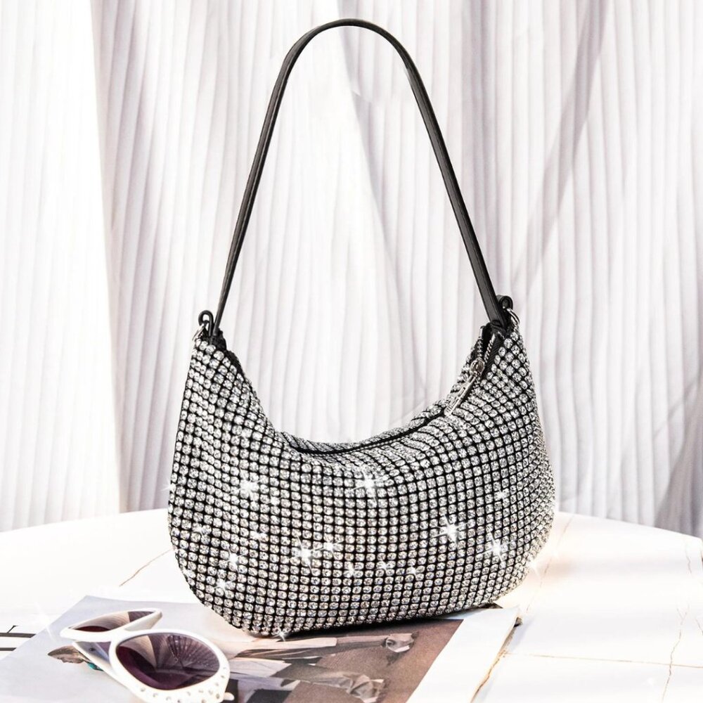 MONTANA WEST Sparkly Rhinestone Clutch Shoulder Hobo Bag NWT‎